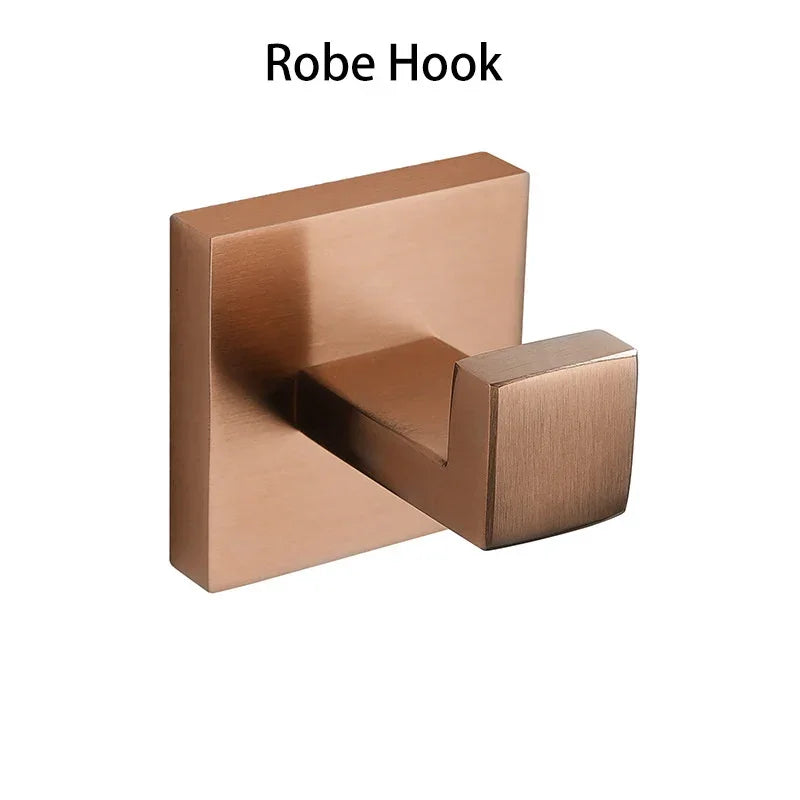 Brushed Rose Gold Towel Rack Robe Hook Bathroom