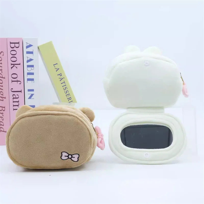 Rilakkuma Korilakkuma Bow Plush Makeup Bag Mirror Storage