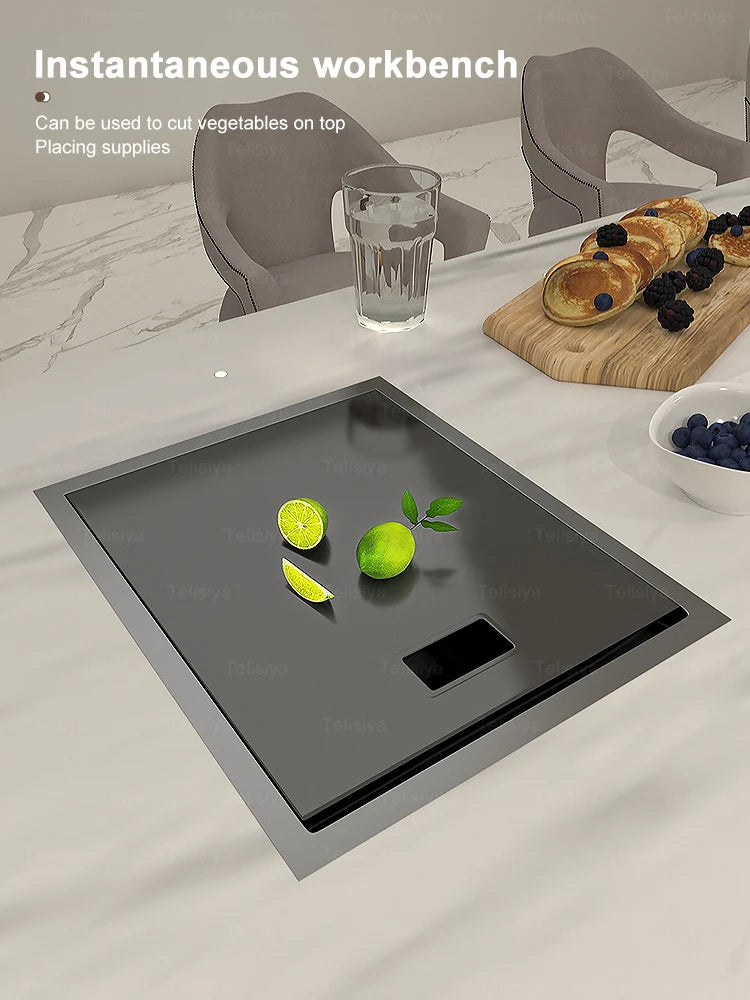 Stainless Steel Hidden Sink Lid Balcony Bar Apartment