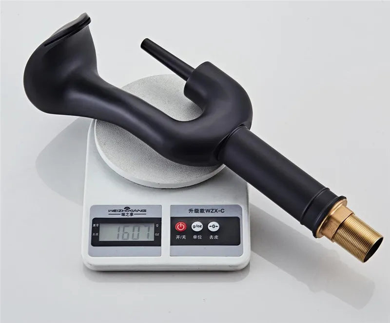 Tuqiu Black Bathroom Faucet Brass Gold Basin Faucet