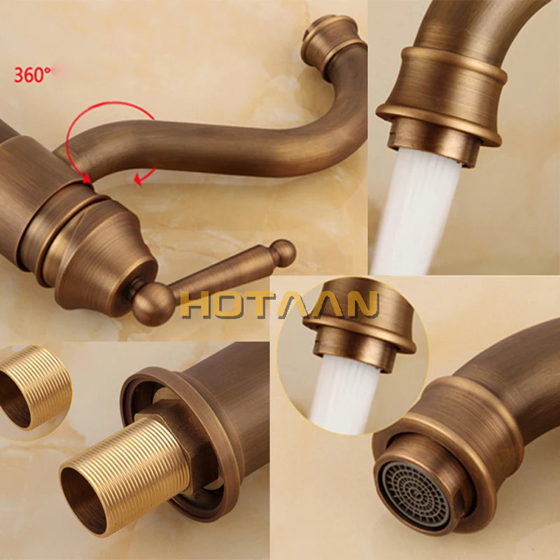 Antique Bronze Finishing Output Bathroom Sink Faucet Tap