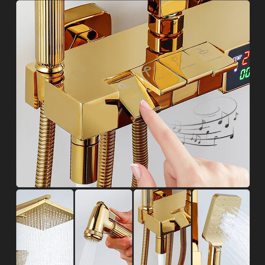 12 Inch Rainfall Shower System Bathroom Luxury Thermostatic