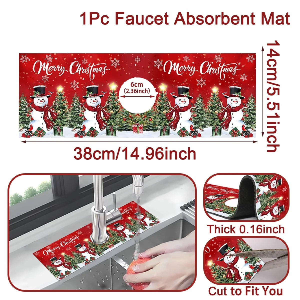 Christmas Absorbent Mat Bathroom Sink Faucet Mats Non