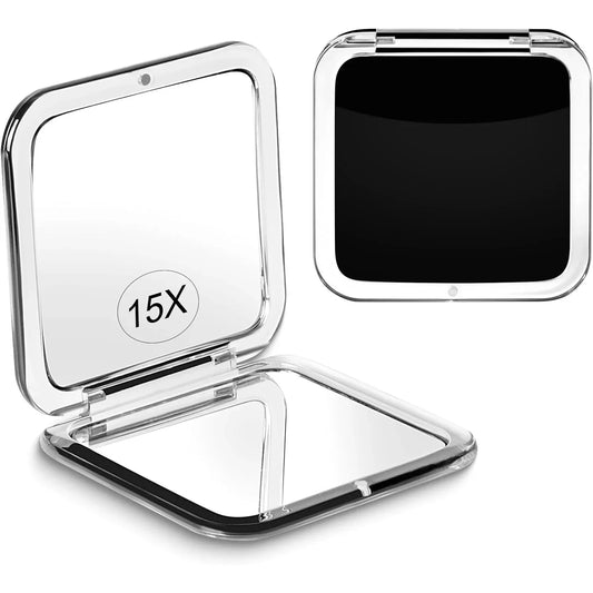 Compact 15x Magnifying Makeup Mirror Travel Small Pocket