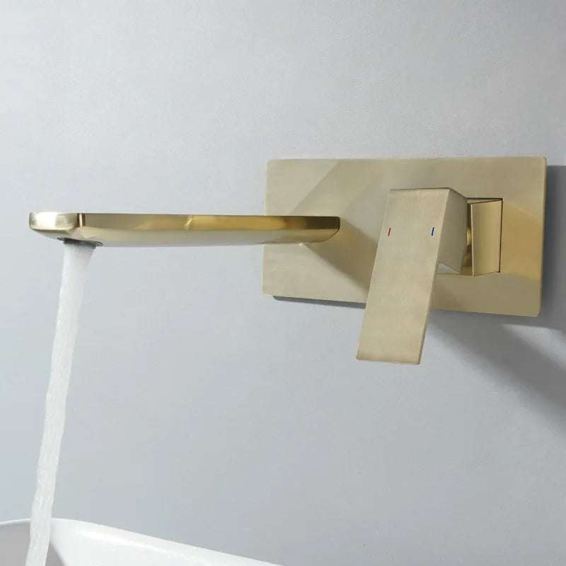 Brushed Gold Basin Faucet Concealed Bathroom Sink Faucet