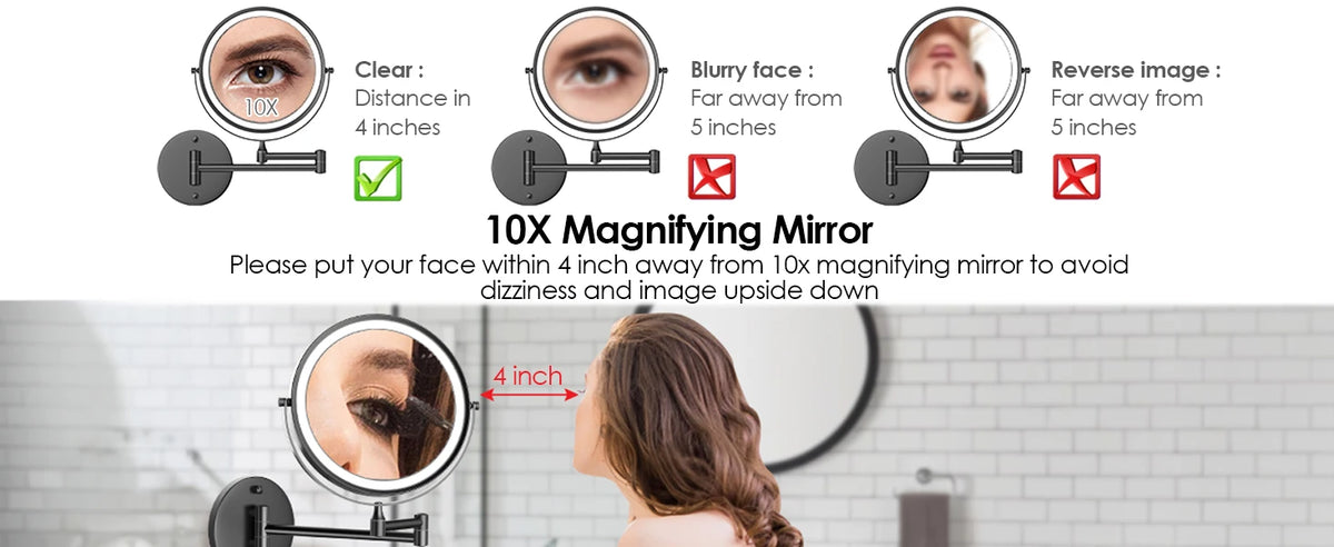 Touch Led Folding Bathroom Mirrors Double Face 5x