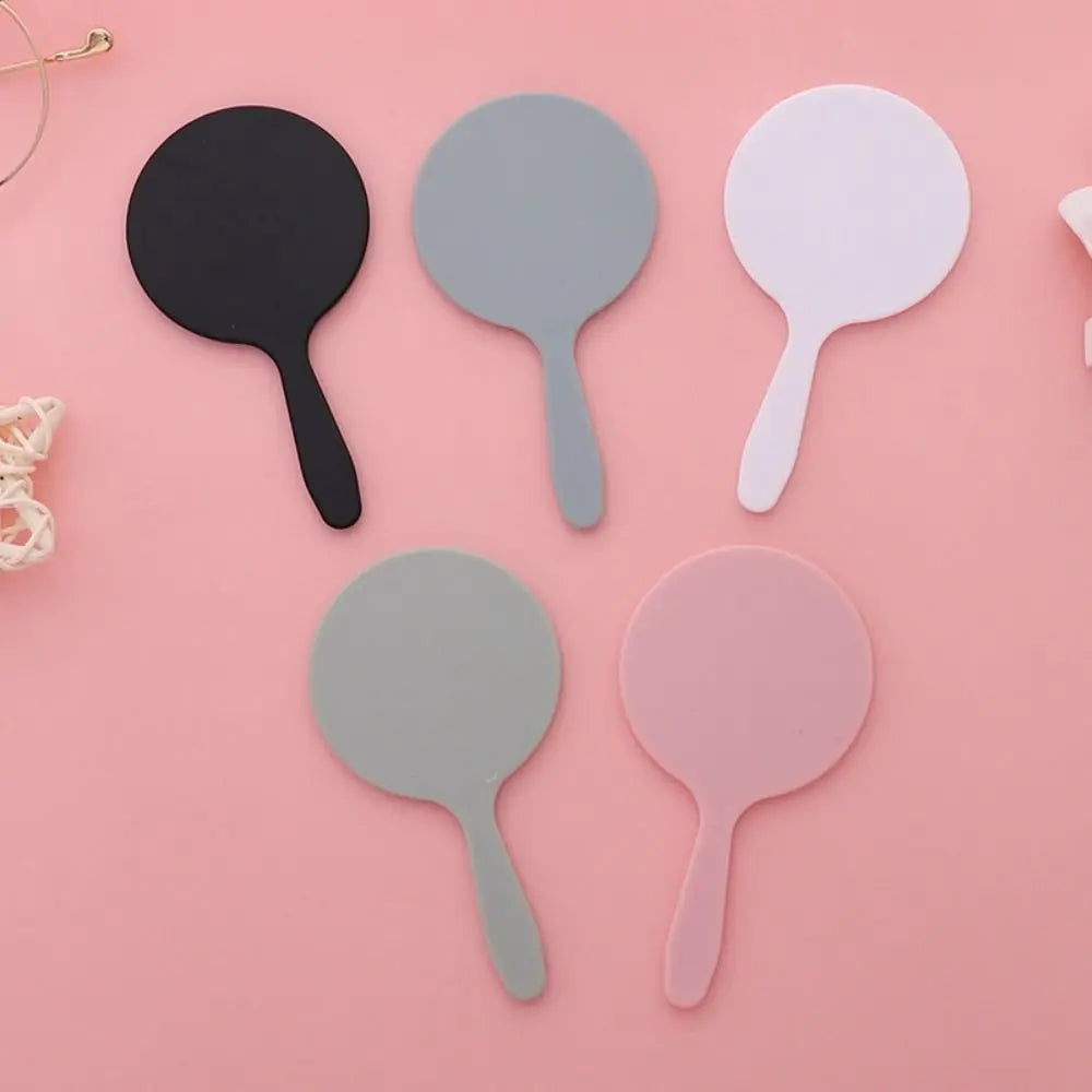 Diy Makeup Mirror Cute Handle Small Round Handheld