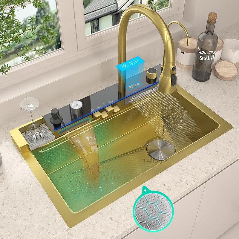 Various Waterfall Sink Stainless Steel Large Slot Digital