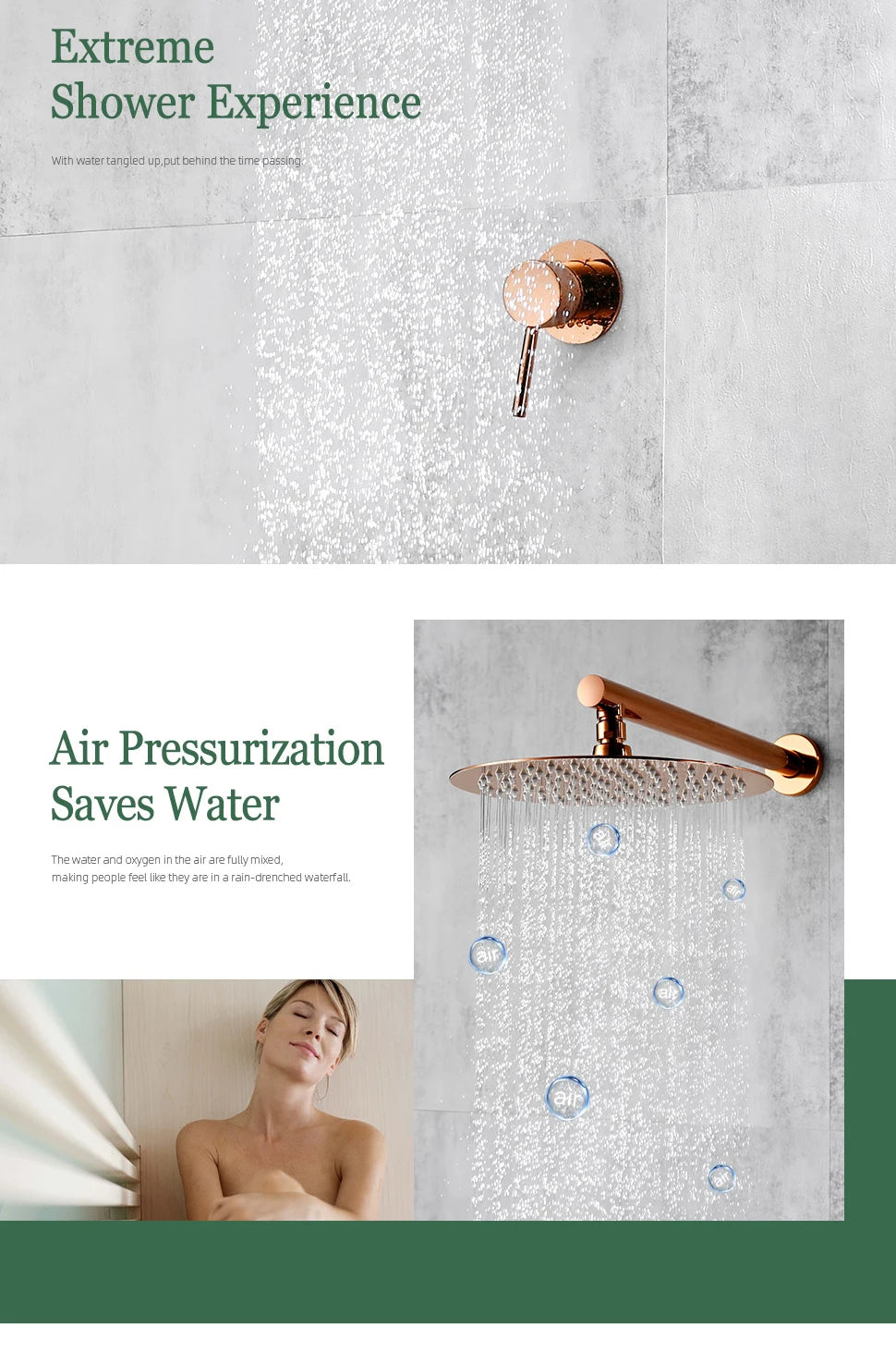 Bathroom Faucet Rose Gold Shower Wall Mounted 8/10/12
