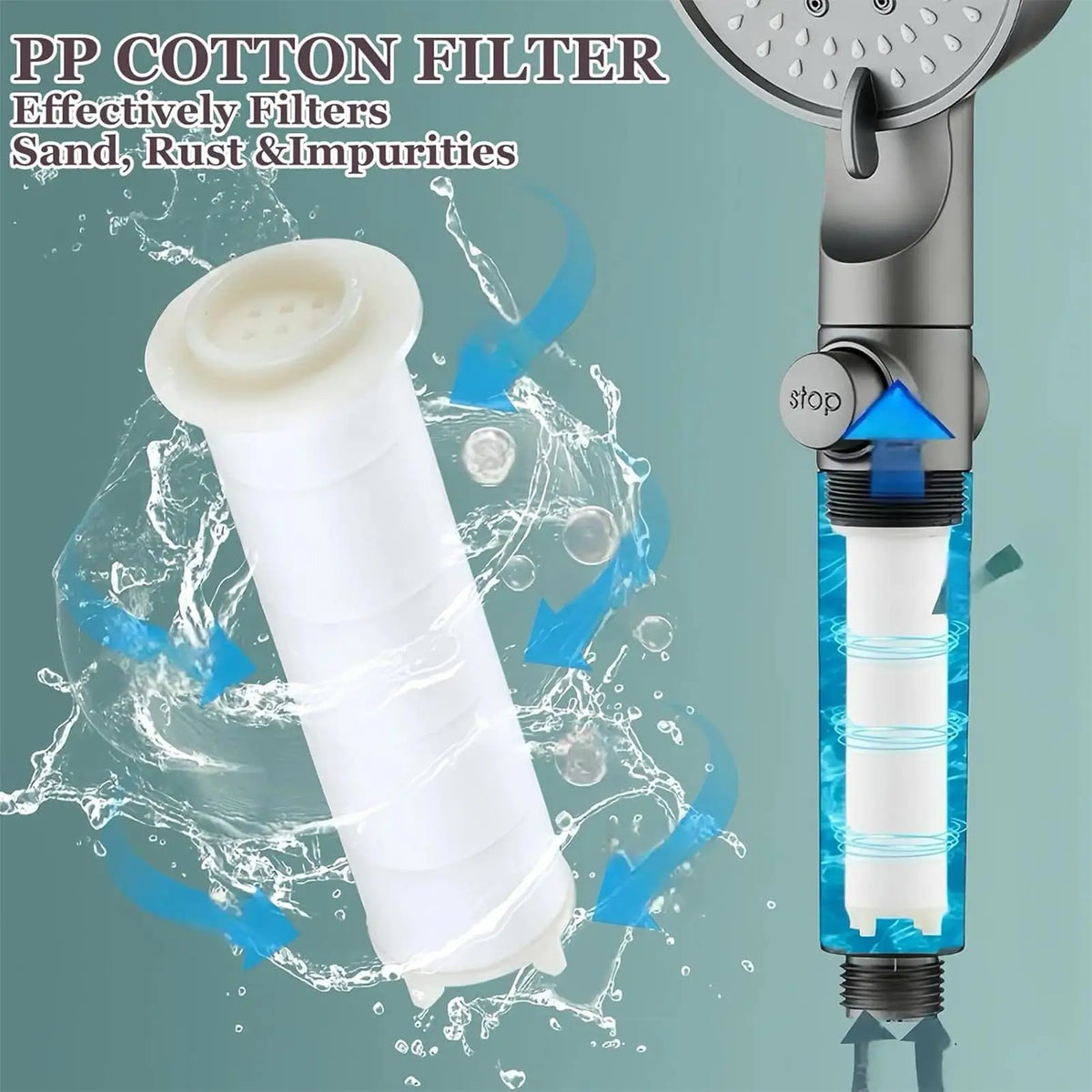 5-Mode Filtered Shower Head High Pressure Adjustable Sprayer