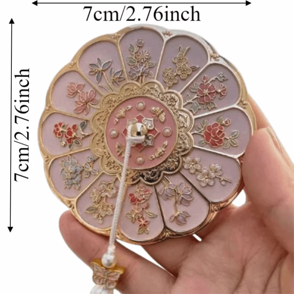 Women Flower Pattern Compact Mirror Compact Makeup Mirror