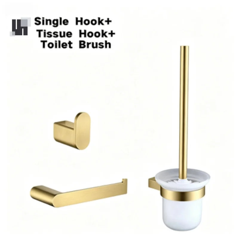 Brushed Gold Bathroom Toilet Brush Holder Toilet Paper