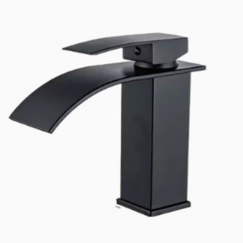 Modern Black Stainless Steel High-Low Spout Waterfall Faucet