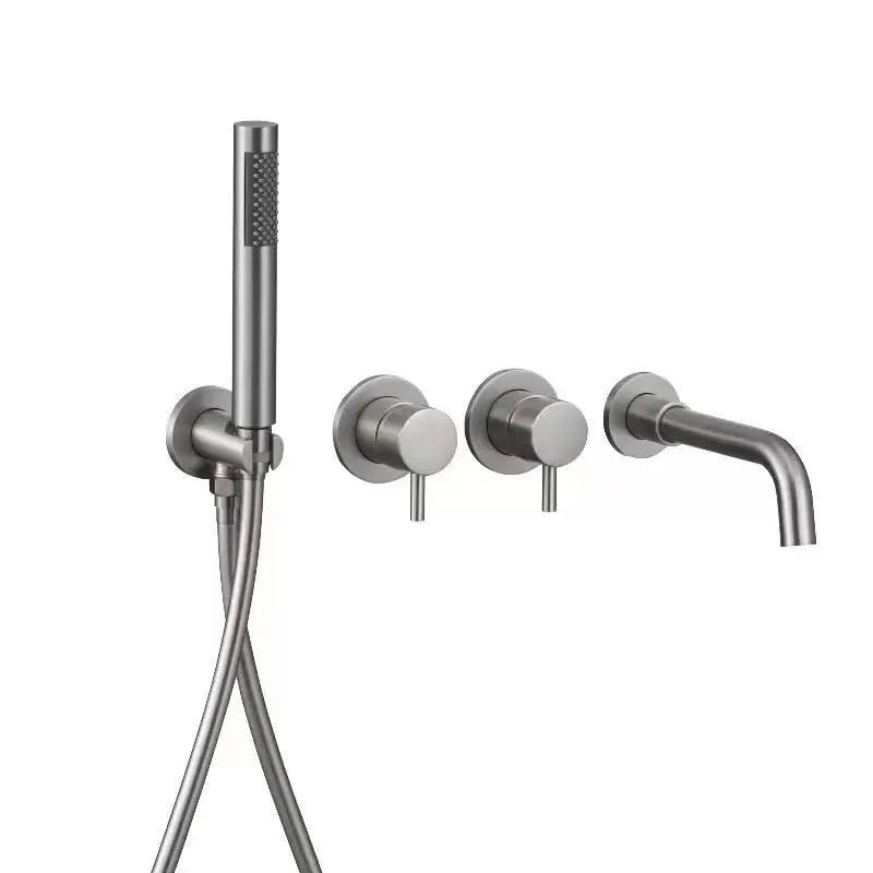 Brushed Gold Concealed Wall-Mounted Bathtub Faucet Gun Grey