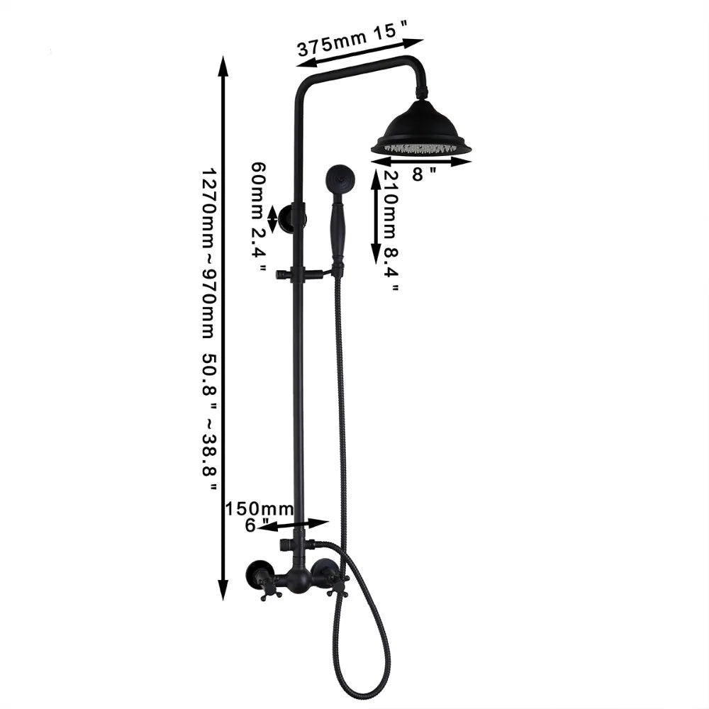 Kemaidi Bathroom Black Shower Wall Mounted Rainfall Shower