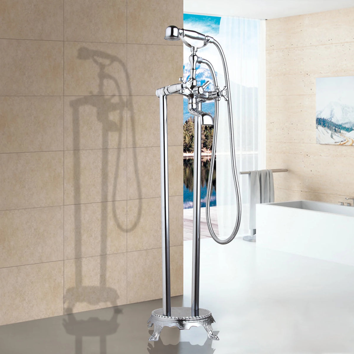 Kemaidi Freestanding Shower Faucet Bathtub Floor Mounted Tub