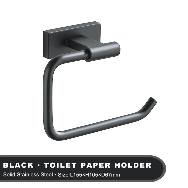 Black Stainless Steel Toilet Paper Holder Wall Mounted