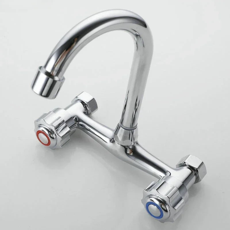 Wall Mounted Mixer Tap Double Handle Faucets Cold