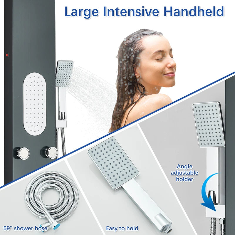 Rain Waterfall Shower Panel Faucet Body Massage Jets