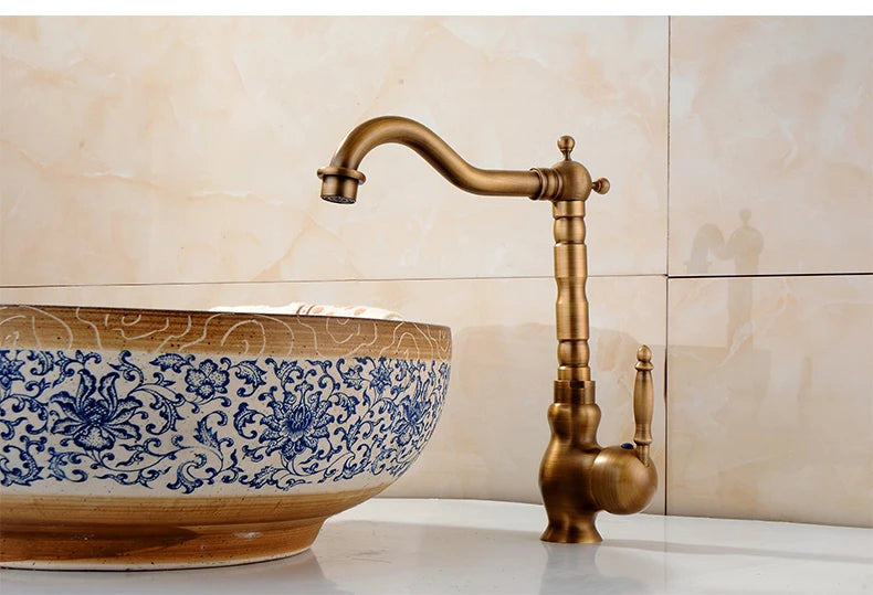 Bathroom Sink Faucet Antique Bronze 360 Degree Turn