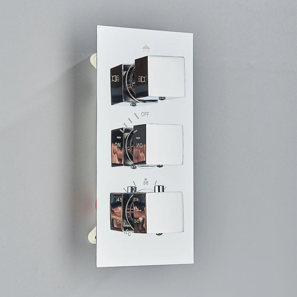 Matte Black Way Thermostatic Mixer Valve Bathroom Concealed