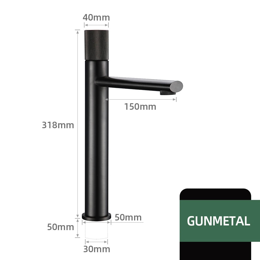 Knurled Faucet Brushed Gold Basin Faucet Bathroom Taps