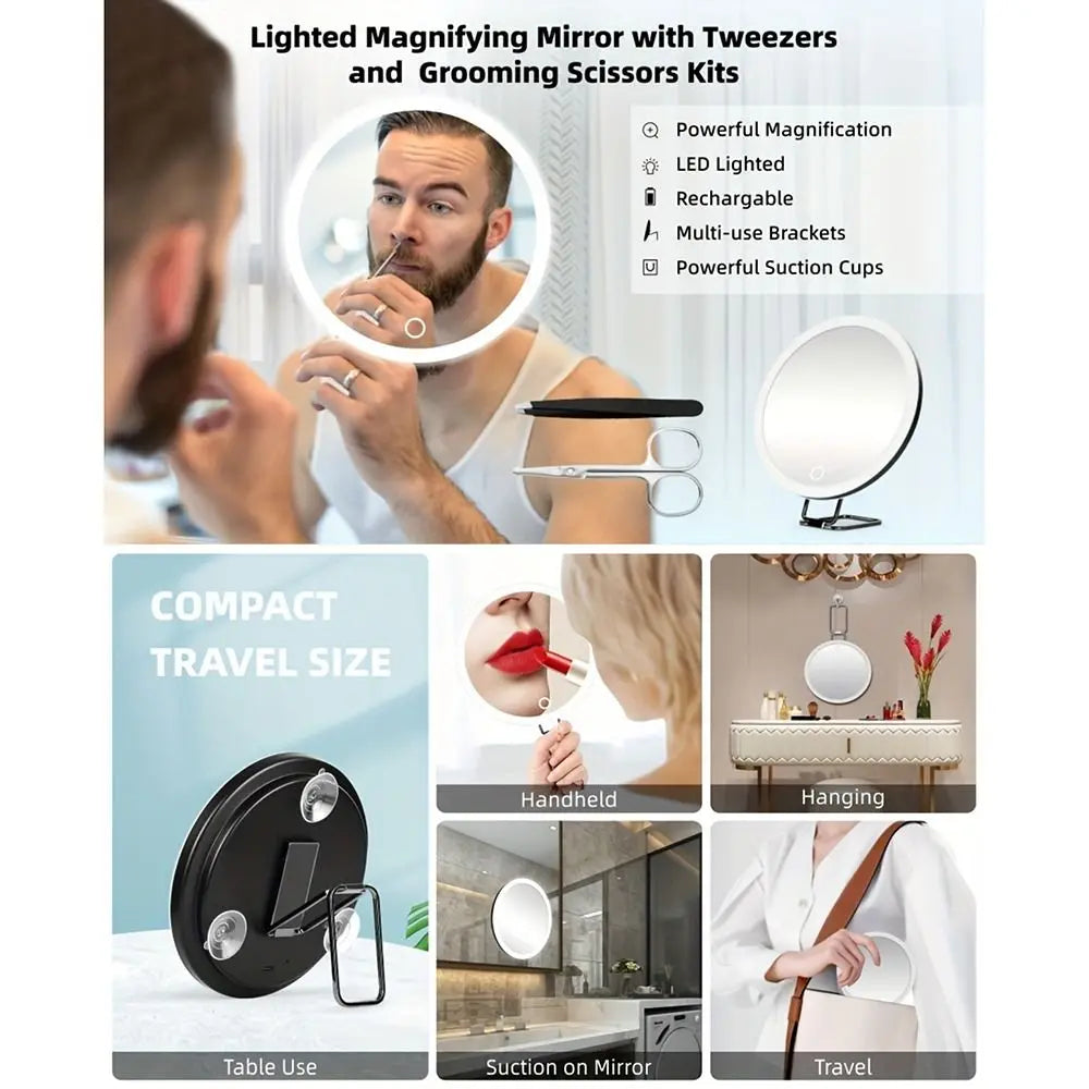 360 Adjustable Stand Magnifying Mirror Light High-Definition
