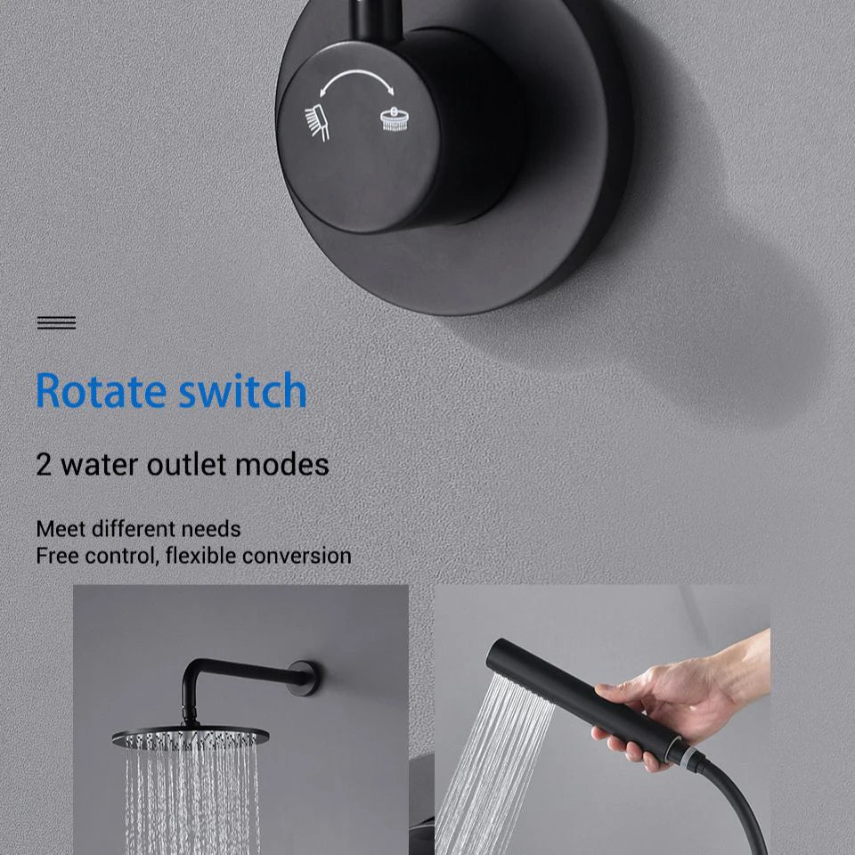 Bathroom Shower System Rainfall Shower Faucet Black Mixer