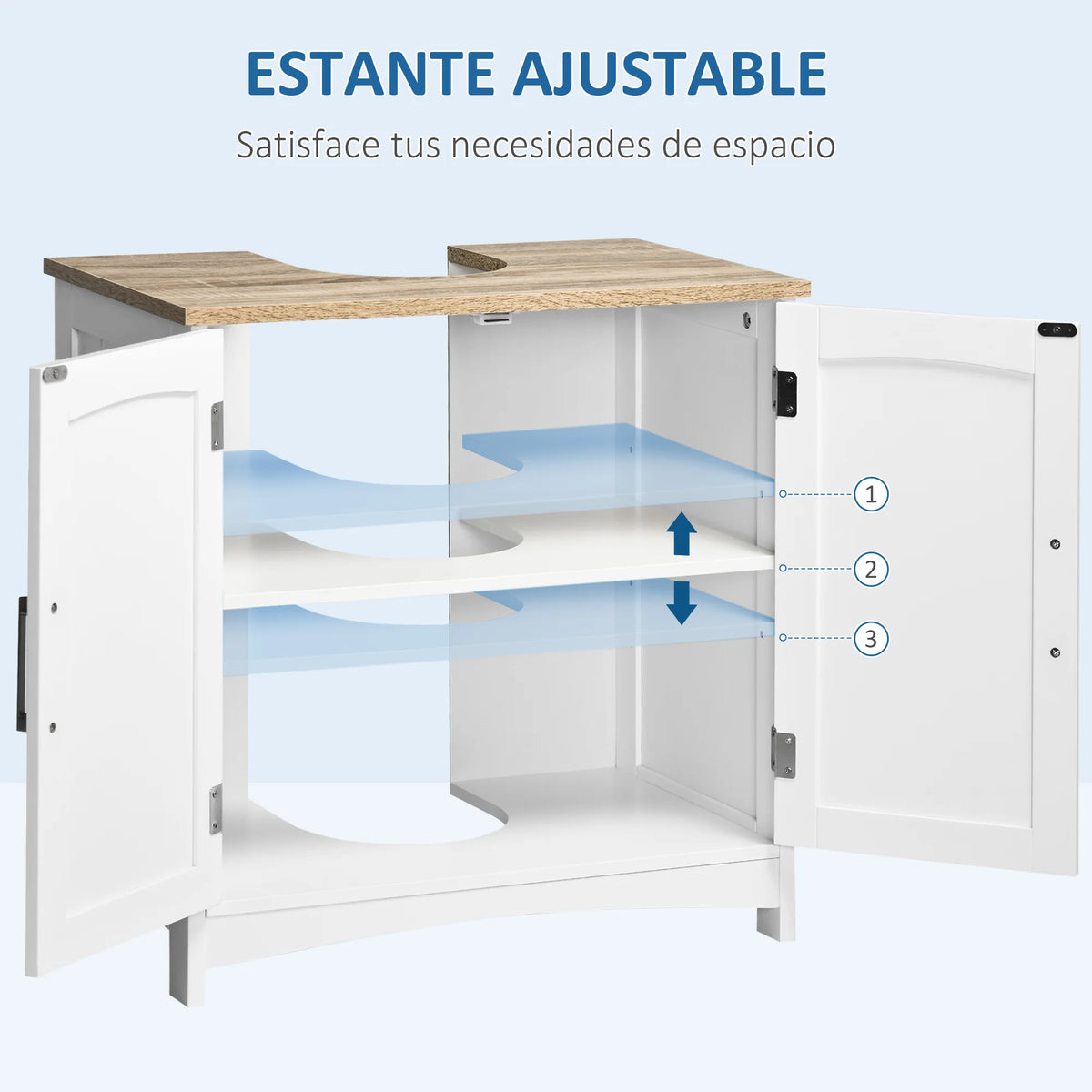 Kleankin Under Sink Cabinet Wooden Bathroom Floor Cabinet