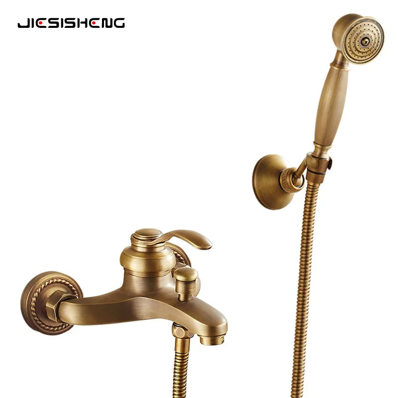 Brass Vintage Gold/Black Simple Shower Spray Handheld Shower