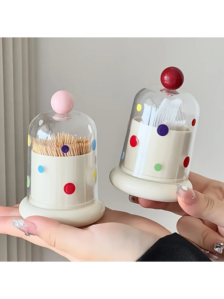 2pcs Dustproof Acrylic Storage Box Polka Dot Decor