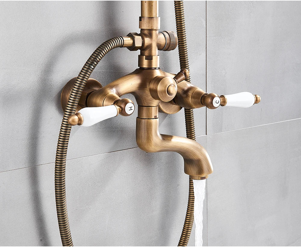 Golden Shower Bathroom Bath Shower Faucet Brass Swivel