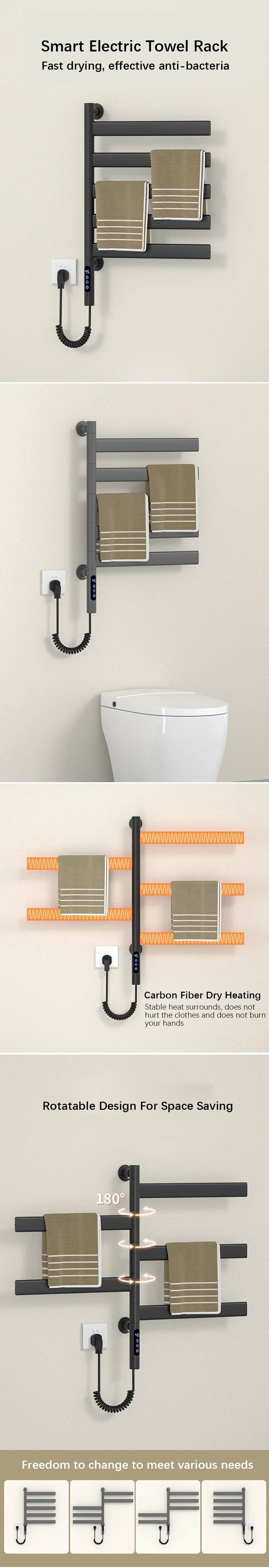 Bathroom Fast Dry Electric Towel Rack Smart Temperature