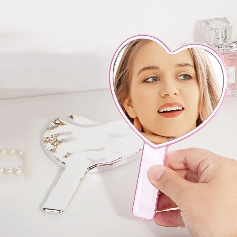 Eyelash Extensions Handheld Mirror Heart Shape Vanity Mirror