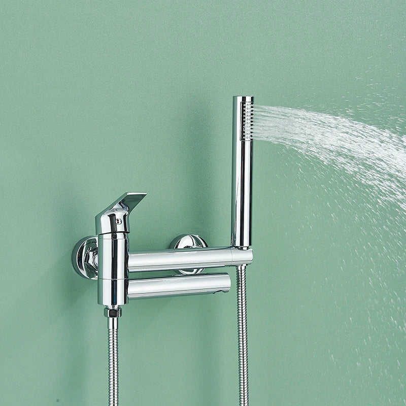 Bathtub Faucet Brass Wall Mounted Bathroom Shower Mixer