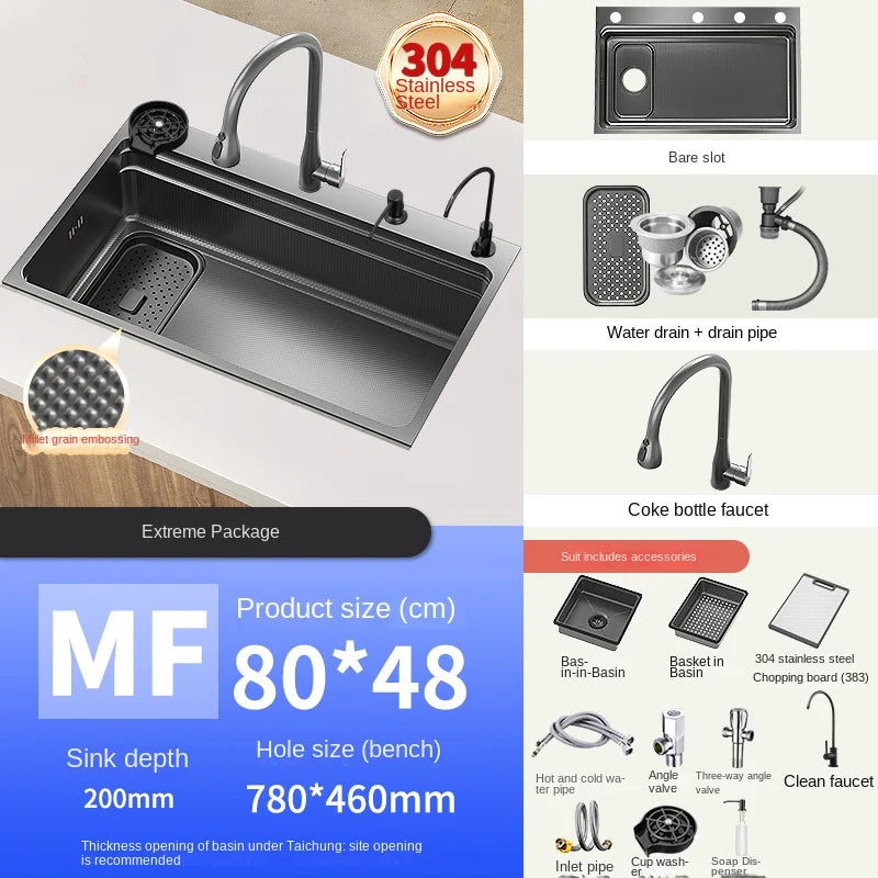 304 Stainless Steel Sink Black Large Slot Wash