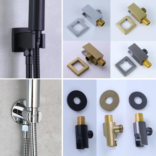 Square Hand Shower Bracket Brass Body Angel Adjustable