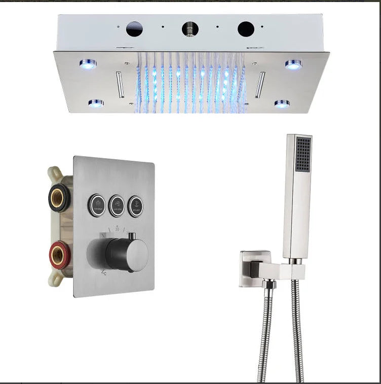 Ceiling Led Rainfal Shower Head Smart Remote Control