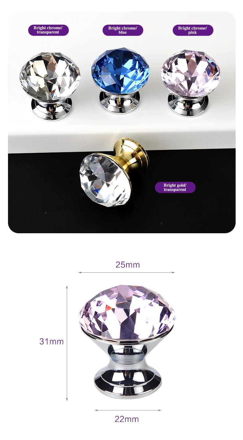 Colorful Crystal Glass Ball Pulls Knobs Wardrobe Door