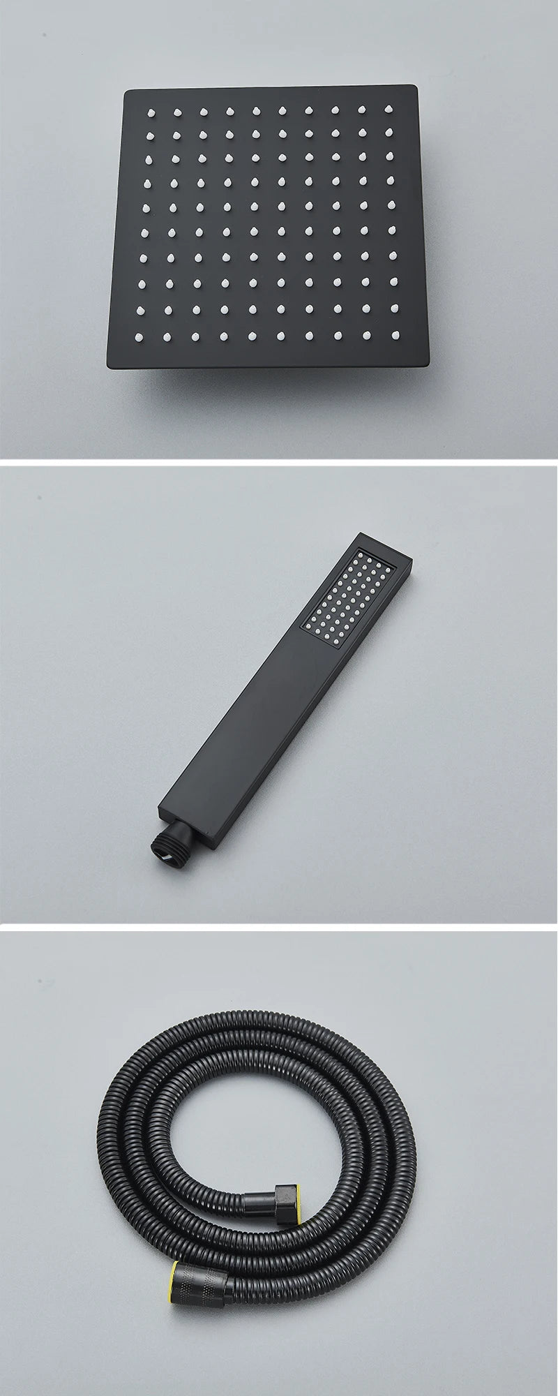 Matte Black Rainfall Shower Faucets Rain Waterfall Concealed