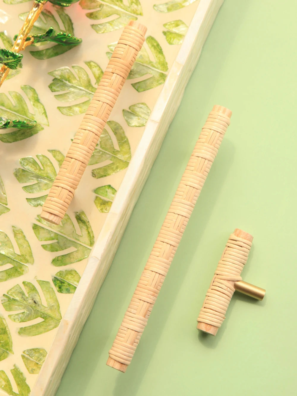 Wooden Rattan Cabinet Door Handles Unique Drawer Pulls