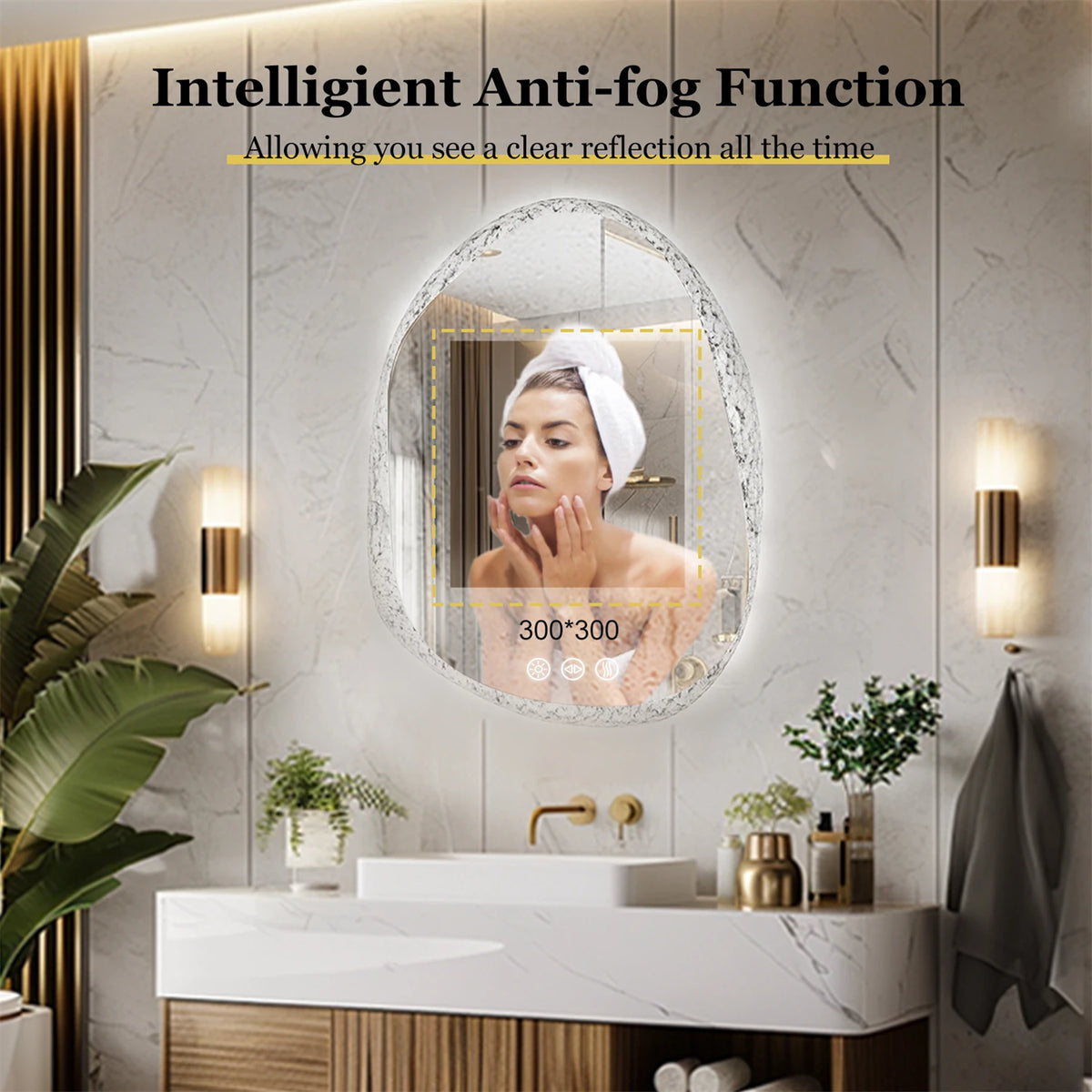 70/80/90cm Led Bathroom Mirror Lights Crystal Clear Glass