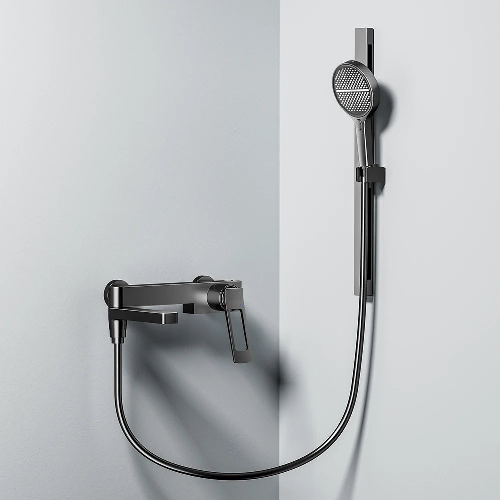 Black Waterfall Bathtub Shower Faucets Wall Mount Shower