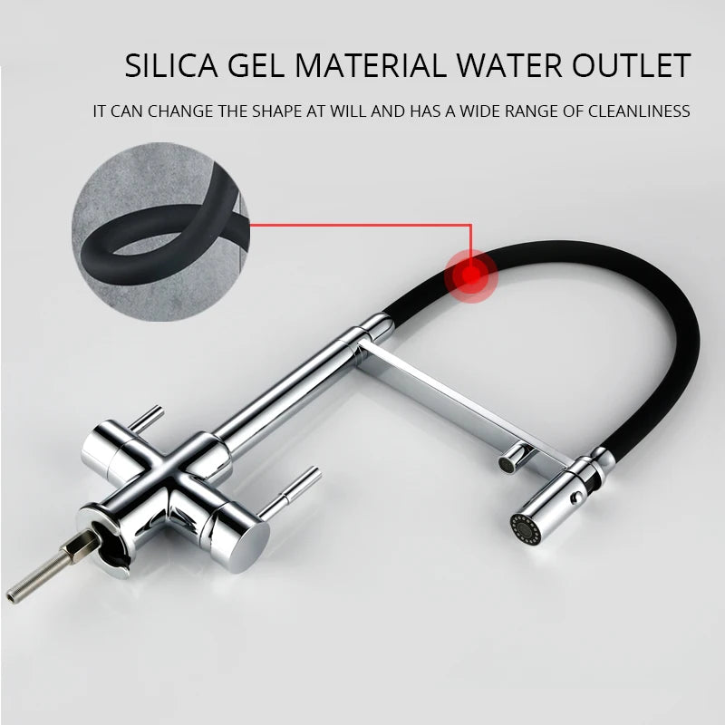 Bagnolux Copper Faucets Chrome Sink Black Hose Mount