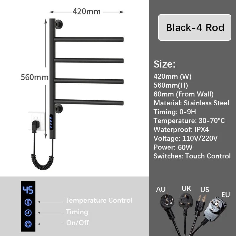 Bathroom Fast Dry Electric Towel Rack Smart Temperature