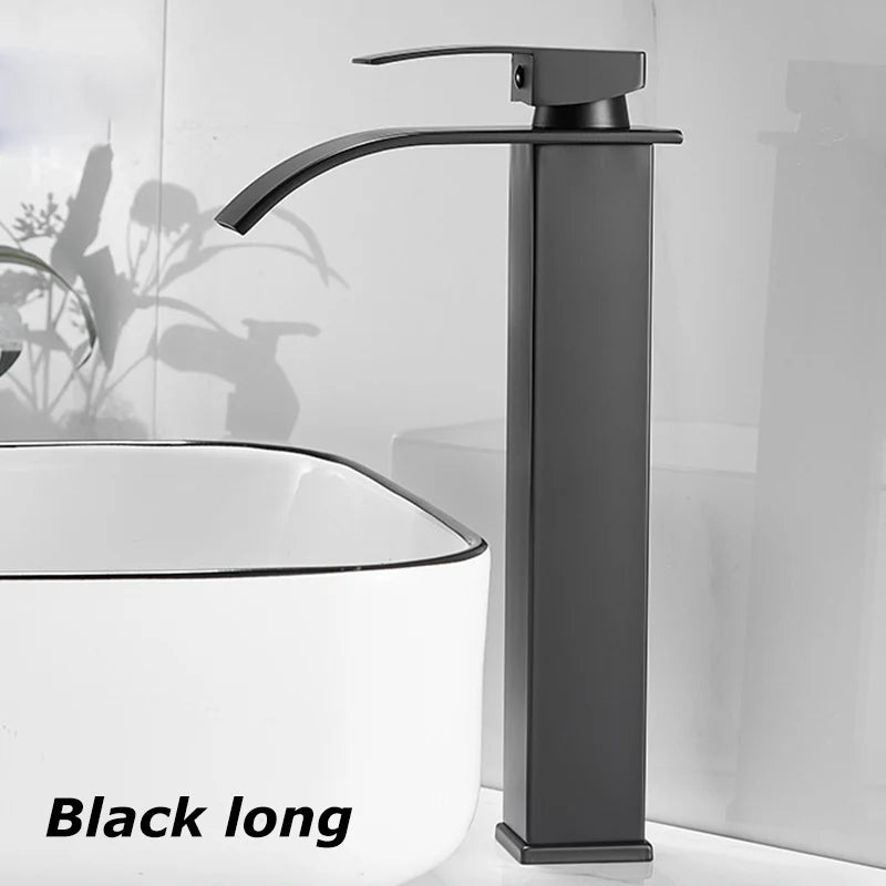 Splash-Proof Dual Control Countertop Waterfall Faucet Bathroom