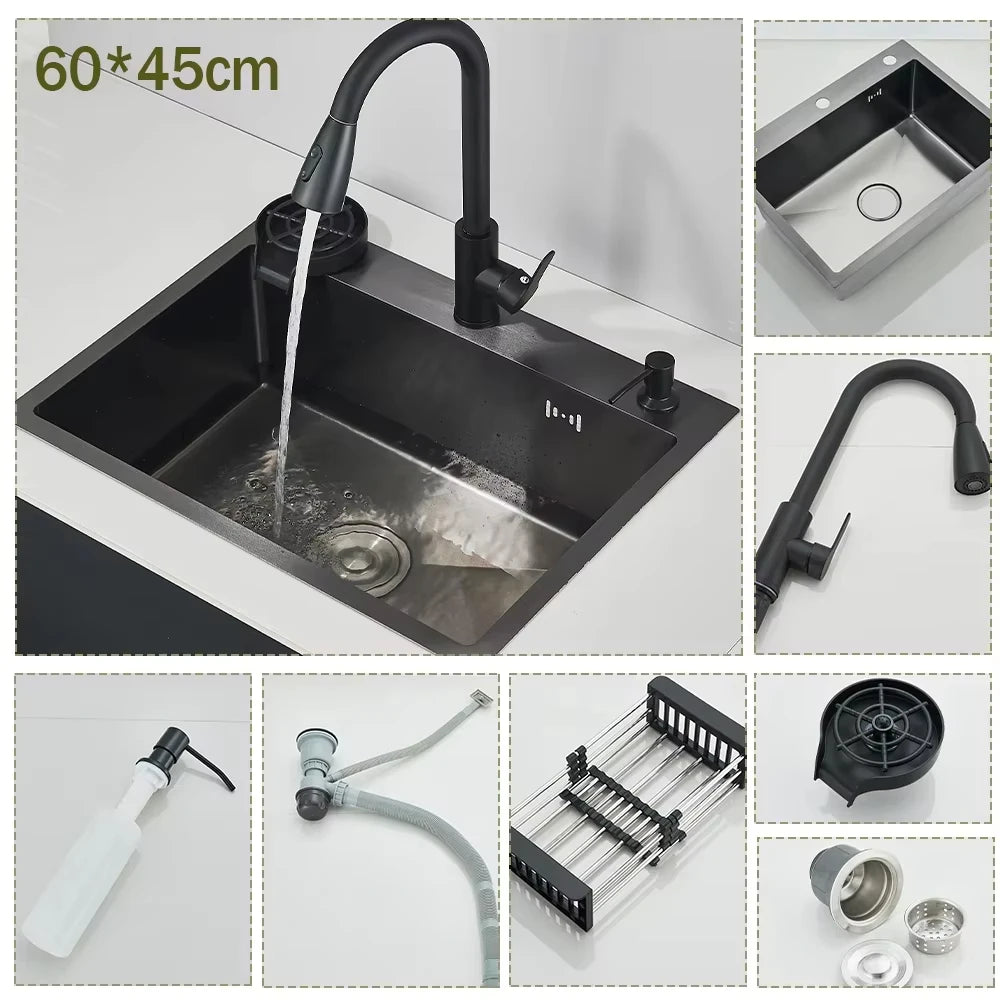 304 Stainless Steel Waterfall Sink Large Slot Integrated