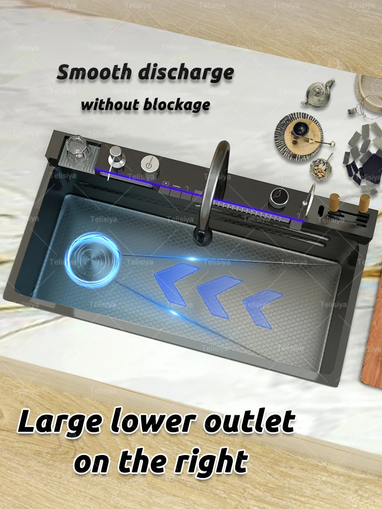 Various Waterfall Sink Stainless Steel Large Slot Digital