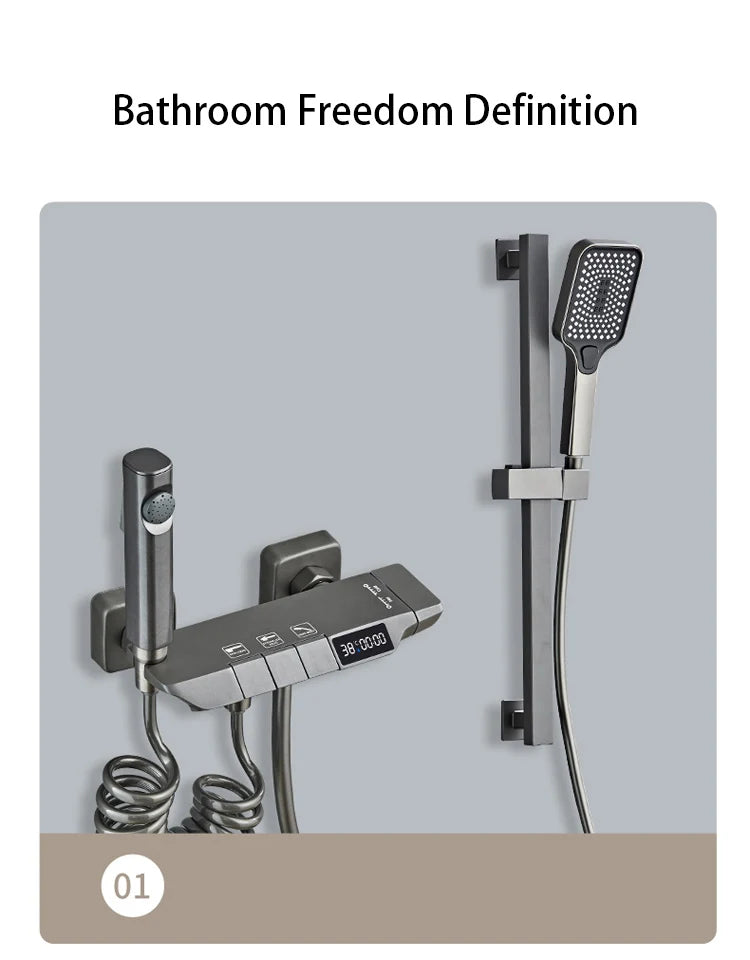 Design Gun Grey Bathroom Shower System Piano Keys