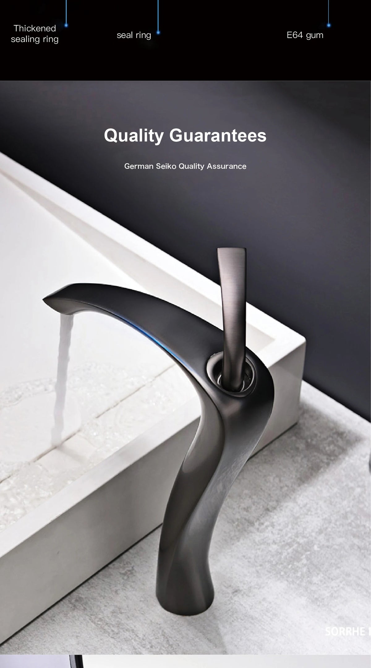 Chrome Luxury Brass Bathroom Vanity Faucet Modern Deck